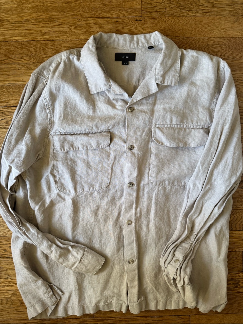 Vince Hemp Pumice Rock Camp-Collar Long-Sleeve Shirt